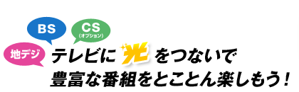 地デジ BS CS（オプション） テレビに光をつないで豊富な番組をとことん楽しもう！